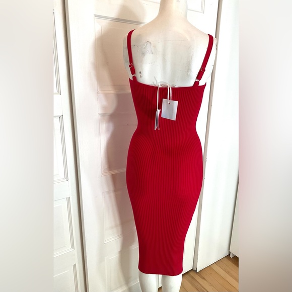 πππLIU.JO CHERRY RED RIBBED DRESS - Picture 10 of 16